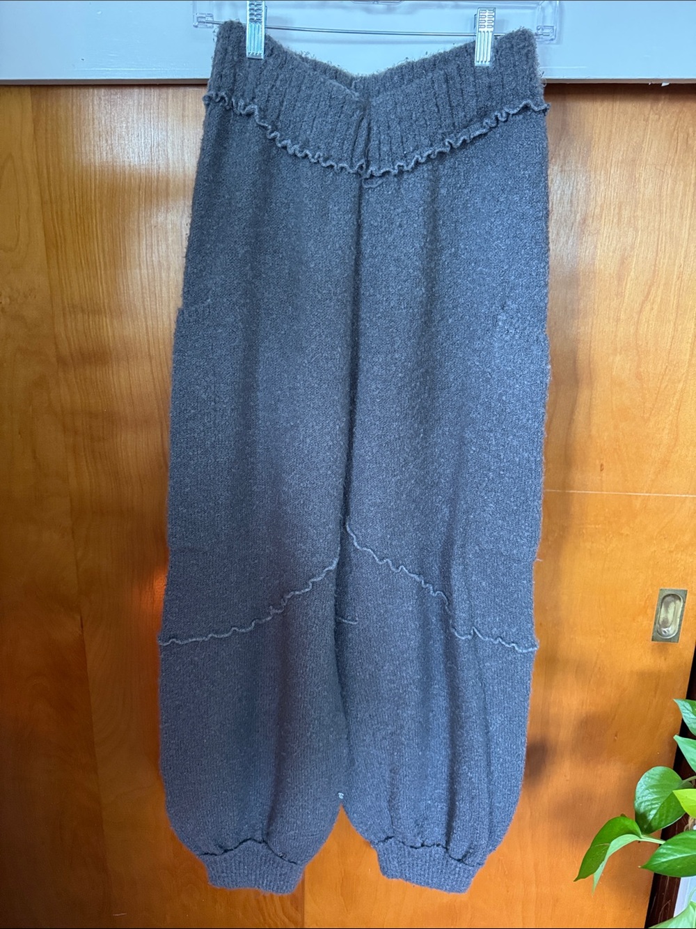 Cozy Knit Balloon Pants — Charcoal Gray